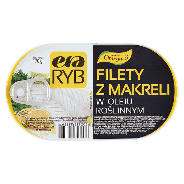 Era Ryb Filety z makreli w oleju roślinnym 170 g