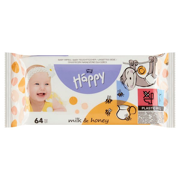 Bella Baby Happy Milk &amp; Honey Chusteczki nasączone dla dzieci 64 sztuki