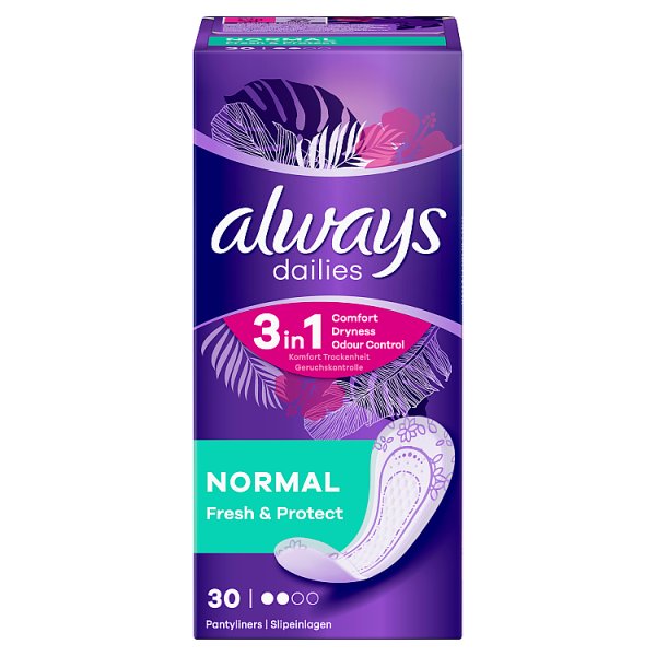 Always Dailies Normal Fresh &amp; Protect Wkładki higieniczne , 30 sztuk