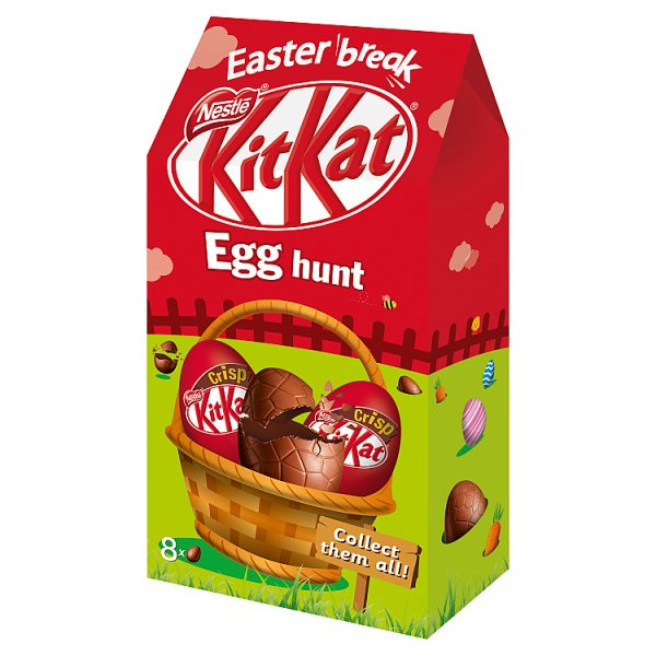 KitKat Egg Hunt Pusta figura z mlecznej czekolady z chrupkami zbożowymi 120 g (8 x 15 g)