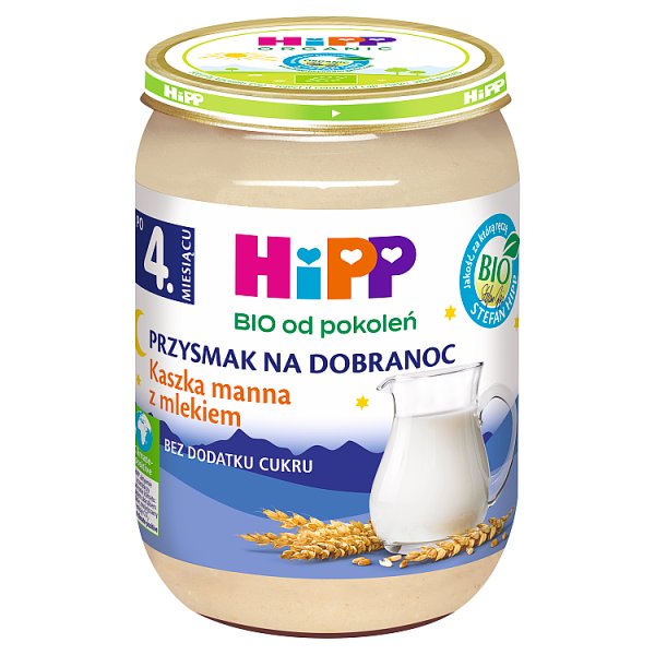 HiPP BIO Przysmak na Dobranoc Kaszka manna z mlekiem po 4. miesiącu 190 g