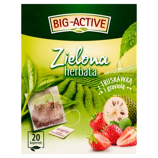 Big-Active Zielona herbata z truskawką i graviolą 30 g (20 x 1,5 g)