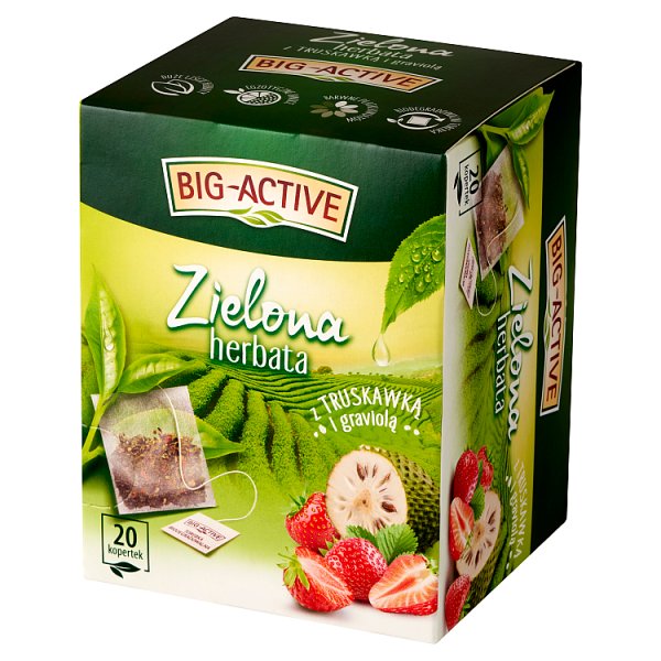 Big-Active Zielona herbata z truskawką i graviolą 30 g (20 x 1,5 g)