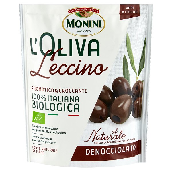 Monini L&#039;Oliva Leccino Naturalne oliwki czarne drylowane 150 g