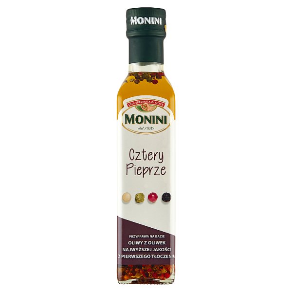 Monini Przyprawa na bazie oliwy z oliwek cztery pieprze 250 ml