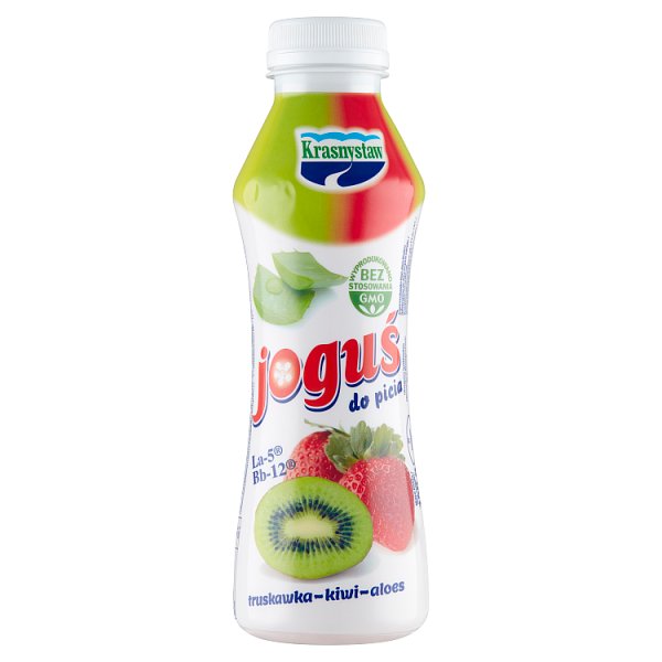 Krasnystaw Joguś Jogurt do picia truskawka-kiwi-aloes 350 g