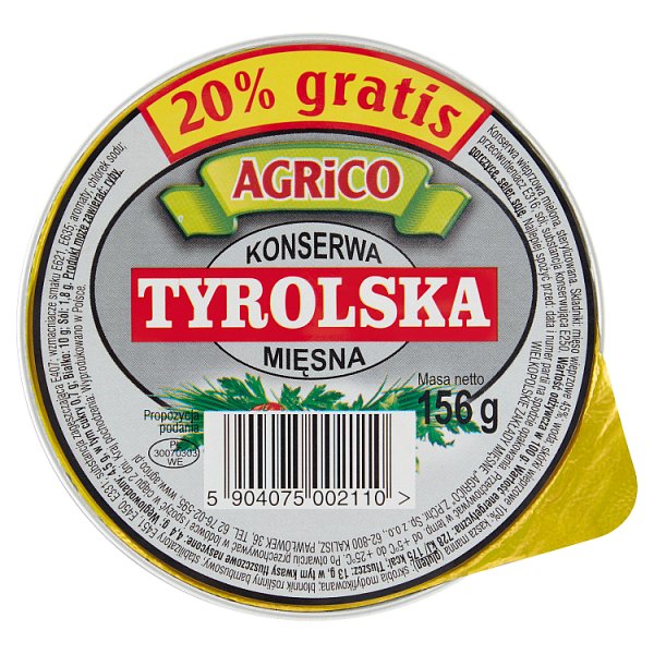 Agrico Konserwa mięsna tyrolska 156 g