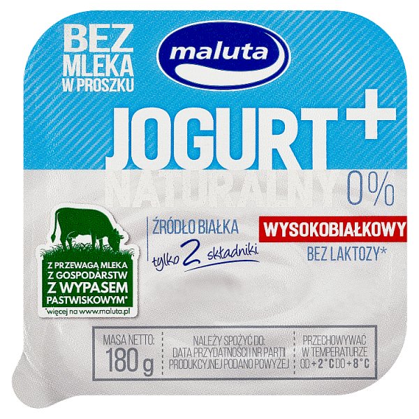 Maluta Jogurt naturalny wysokobiałkowy 0 % tłuszczu 180 g