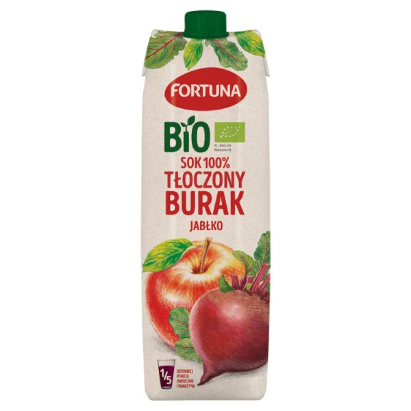 Fortuna Bio Sok 100 % tłoczony jabłko burak ćwikłowy 1 l