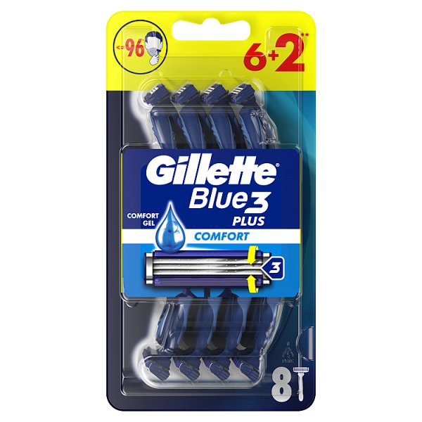 Gillette Blue3 Plus Comfort, maszynki jednorazowe dla mężczyzn, 8 sztuk