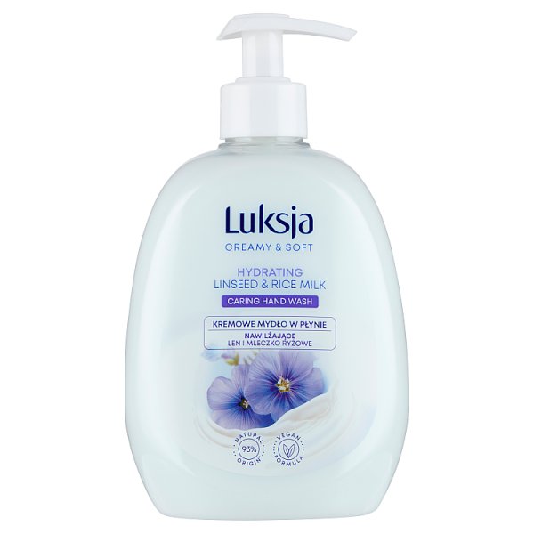 Luksja Creamy &amp; Soft Kremowe mydło w płynie nawilżające len i mleczko ryżowe 500 ml