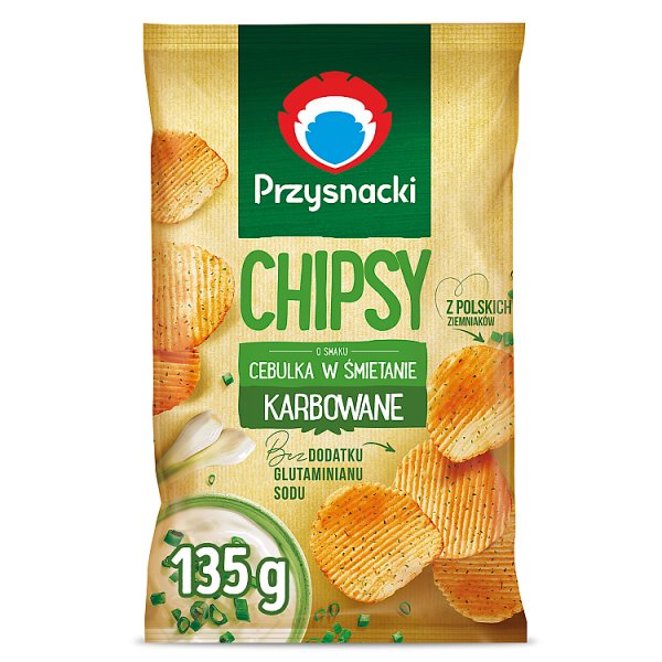 Przysnacki Chipsy karbowane o smaku cebulka w śmietanie 135 g