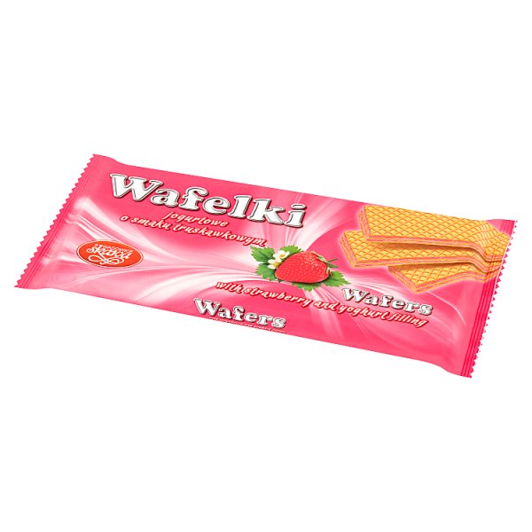 Wadowice Skawa Wafelki jogurtowe o smaku truskawkowym 180 g