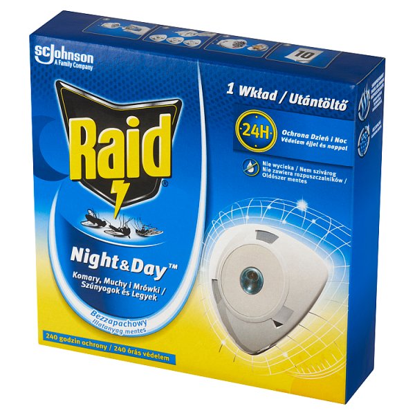 Raid Night &amp; Day Komary muchy i mrówki Wkład do elektrofumigatora owadobójczego 2,25 g
