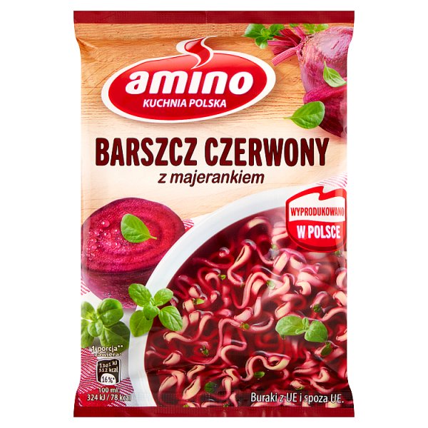 Amino Zupa błyskawiczna barszcz czerwony z majerankiem 66 g