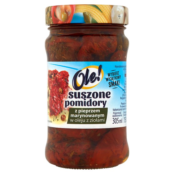 Ole! Suszone pomidory z pieprzem marynowanym w oleju z ziołami 270 g