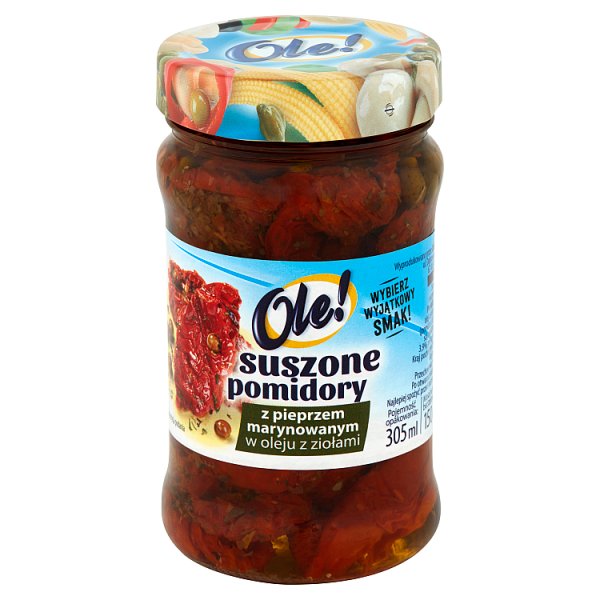 Ole! Suszone pomidory z pieprzem marynowanym w oleju z ziołami 270 g