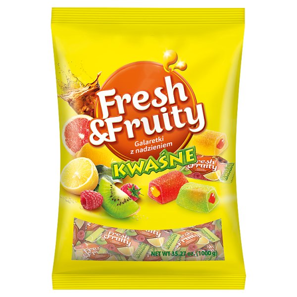 Wawel Fresh &amp; Fruity Galaretki z nadzieniem kwaśne 1000 g