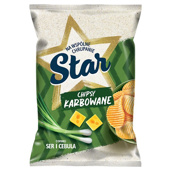 Star Chipsy karbowane o smaku ser i cebula 130 g