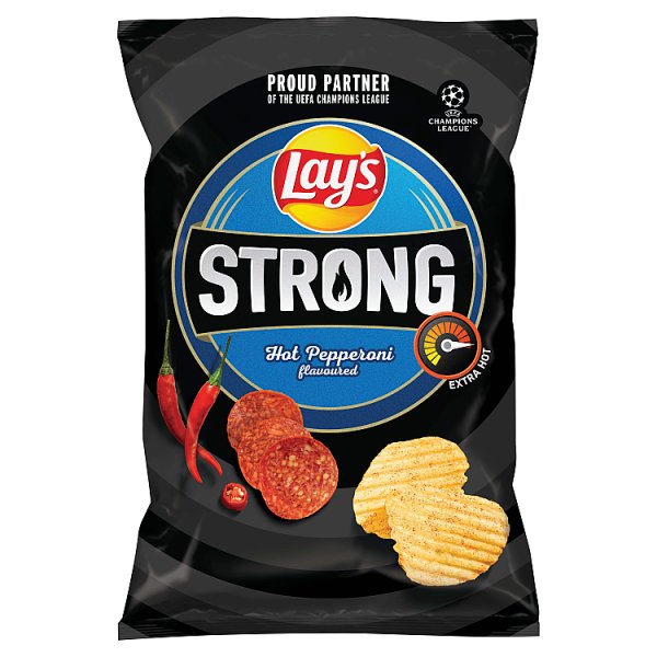 Lay&#039;s Strong Chipsy ziemniaczane karbowane o smaku pikantnego pepperoni 130 g