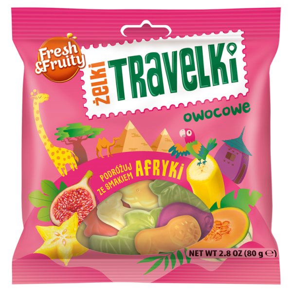 Fresh &amp; Fruity Żelki travelki owocowe smaki Afryki 80 g