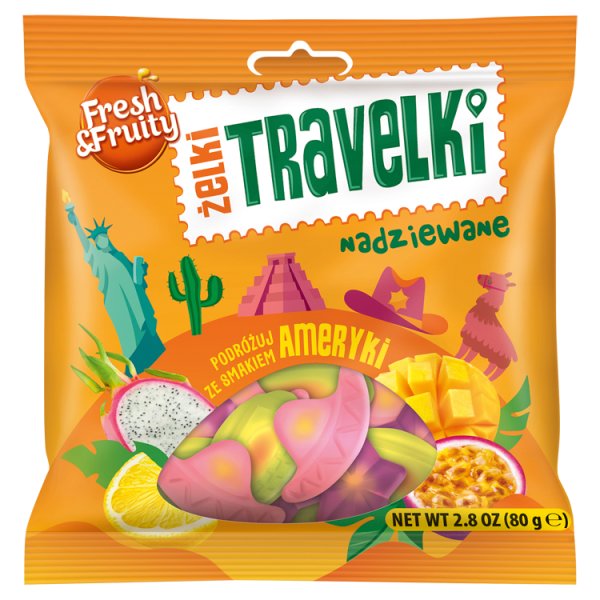 Fresh &amp; Fruity Żelki travelki nadziewane smaki Ameryki 80 g