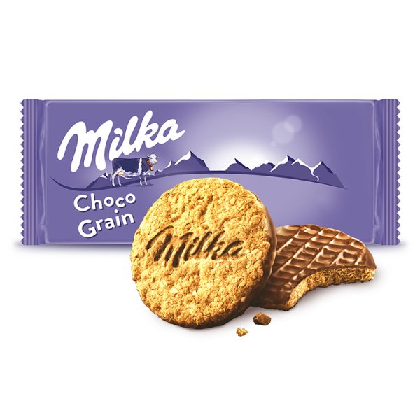 Milka Choco Grain Ciastka z płatkami owsianymi oblane czekoladą mleczną 126 g