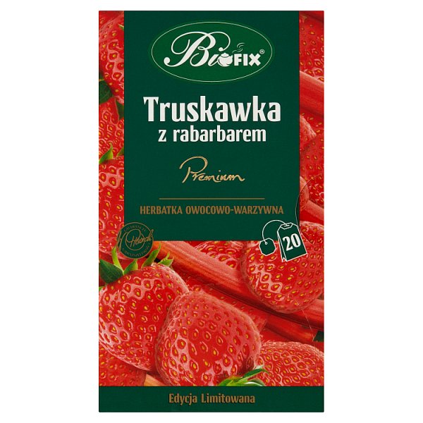 Bifix Premium Herbatka owocowo-warzywna truskawka z rabarbarem 40 g (20 x 2 g)