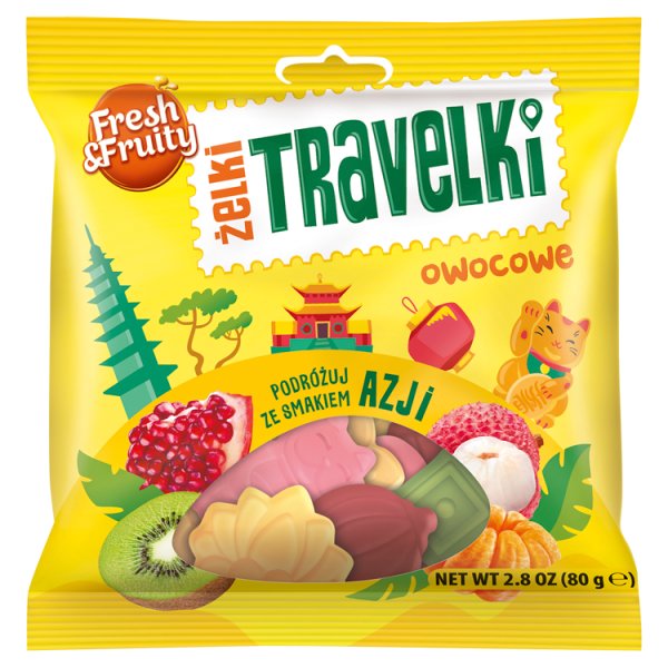 Fresh &amp; Fruity Żelki travelki owocowe smaki Azji 80 g