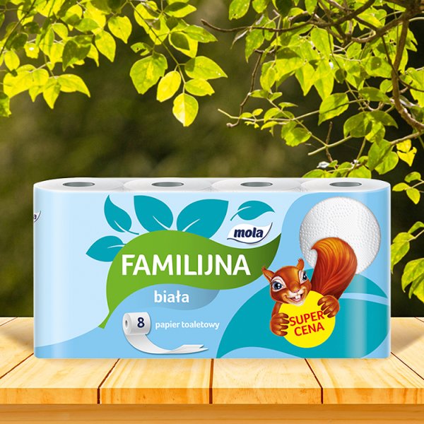Mola Familijna Biała Papier toaletowy 8 rolek