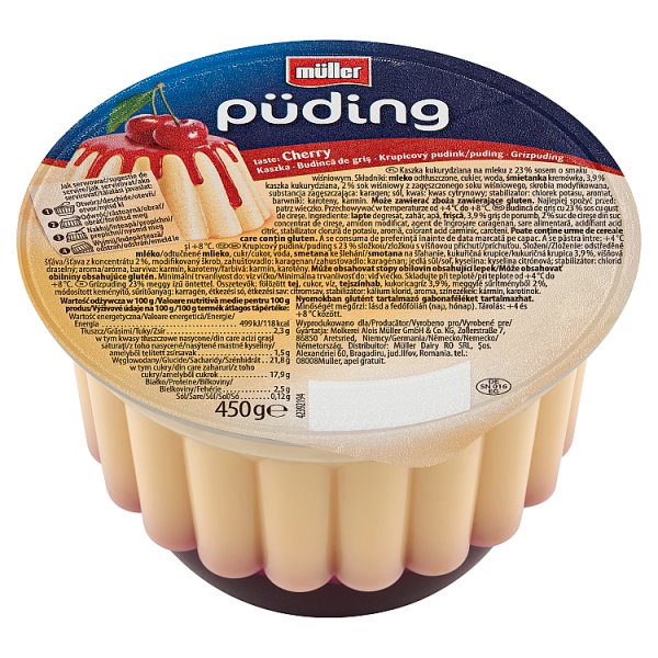 Müller Püding Kaszka kukurydziana na mleku z sosem o smaku wiśniowym 450 g