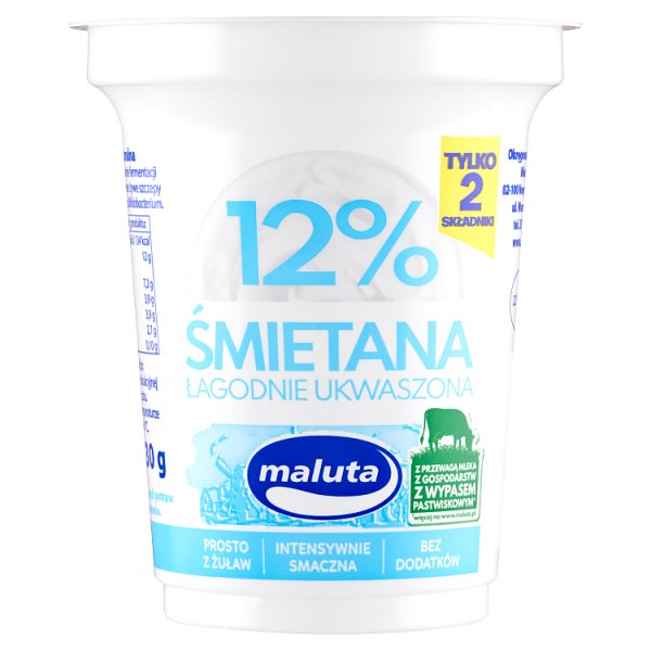 Maluta Śmietana łagodnie ukwaszona 12 % 330 g