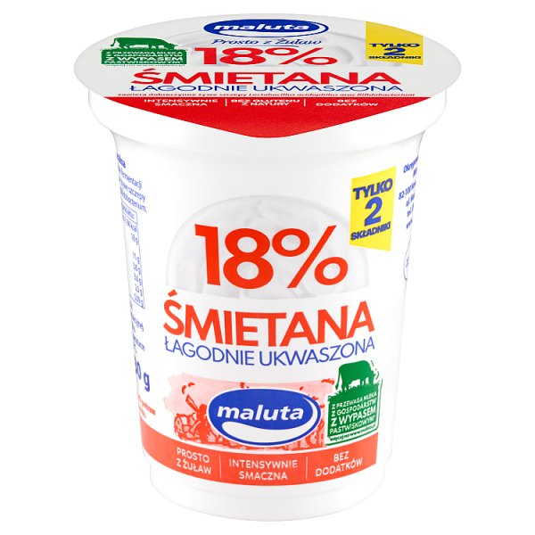 Maluta Śmietana łagodnie ukwaszona 18 % 330 g