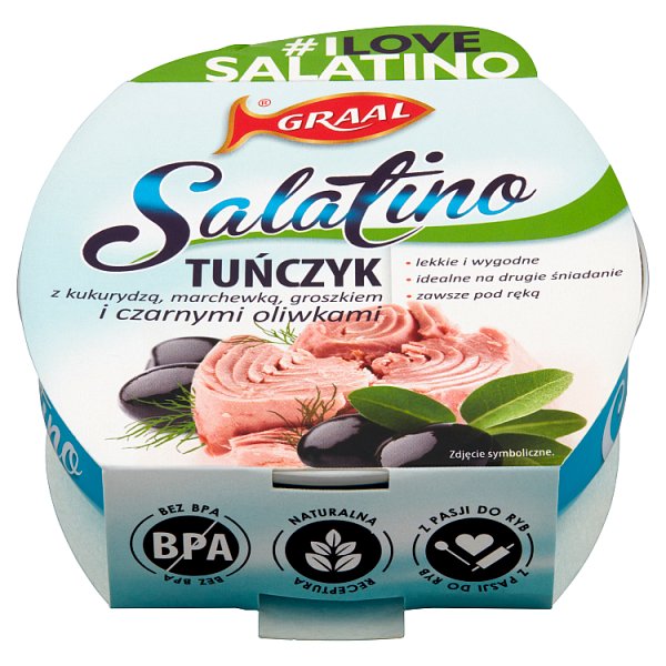 GRAAL Salatino Tuńczyk z kukurydzą marchewką groszkiem i czarnymi oliwkami 160 g