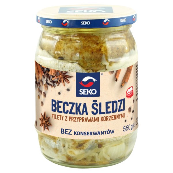 Seko Beczka śledzi Filety z przyprawami korzennymi 550 g