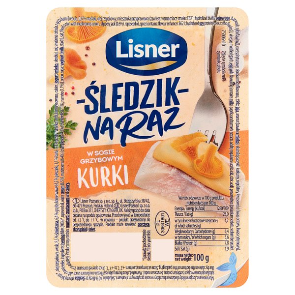 Lisner Śledzik na raz w sosie grzybowym kurki 100 g