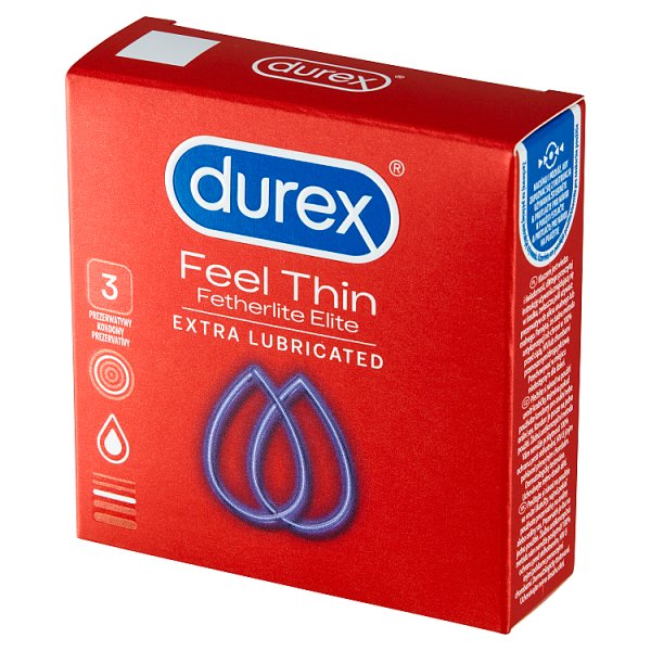 Durex Feel Thin Fetherlite Elite Extra Lubricated Prezerwatywy 3 sztuki