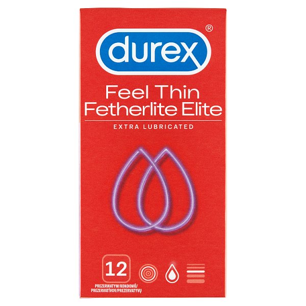 Durex Feel Thin Fetherlite Elite Extra Lubricated Prezerwatywy 12 sztuk