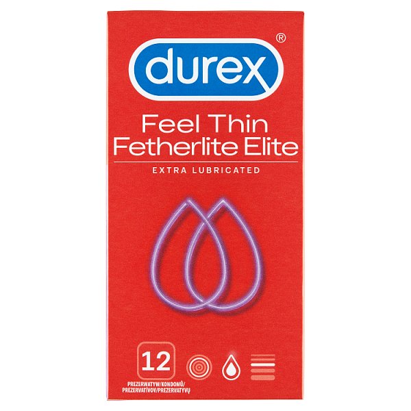 Durex Feel Thin Fetherlite Elite Extra Lubricated Prezerwatywy 12 sztuk