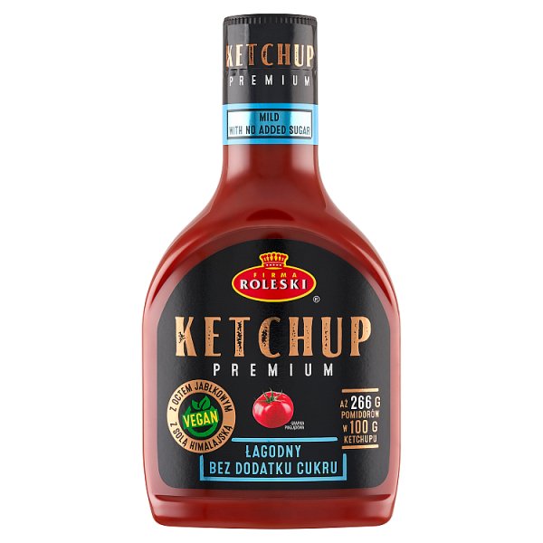 Firma Roleski Ketchup premium łagodny bez dodatku cukru 425 g