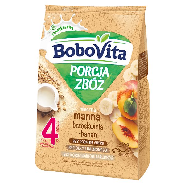 BoboVita Porcja zbóż Kaszka mleczna manna brzoskwinia-banan po 4 miesiącu 210 g