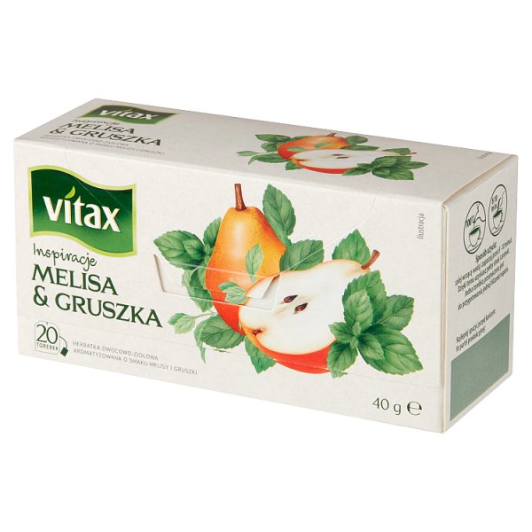 Vitax Inspiracje Herbatka owocowo-ziołowa aromatyzowana o smaku melisy i gruszki 40 g (20 x 2 g)