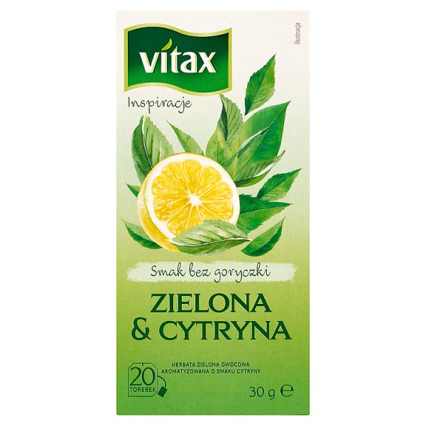 Vitax Inspiracje Herbata zielona owocowa aromatyzowana o smaku cytryny 30 g (20 x 1,5 g)