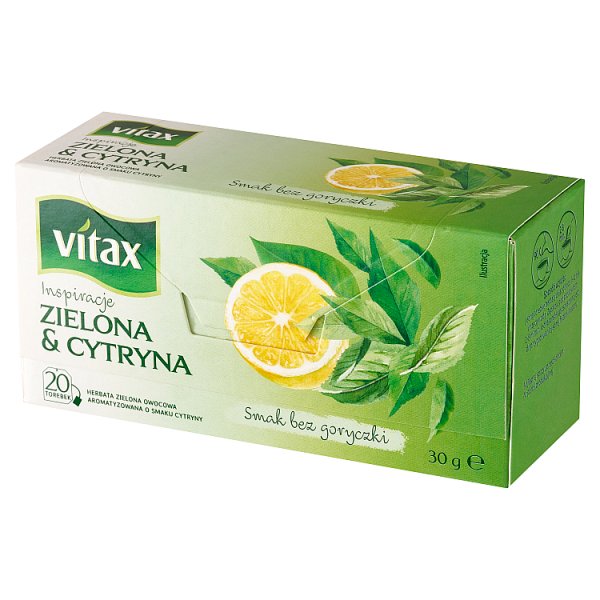 Vitax Inspiracje Herbata zielona owocowa aromatyzowana o smaku cytryny 30 g (20 x 1,5 g)