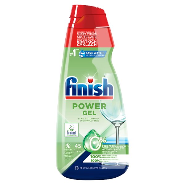 Finish Power Gel 0 % Żel do mycia naczyń w zmywarce 900 ml