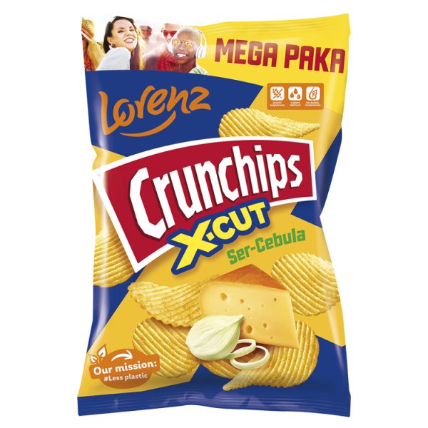 Crunchips X-Cut Chipsy ziemniaczane o smaku ser-cebula 200 g