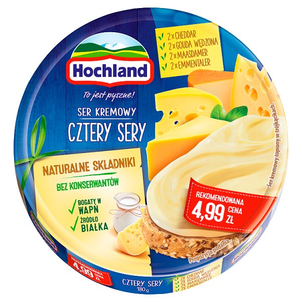 Hochland Ser kremowy w trójkącikach cztery sery 180 g