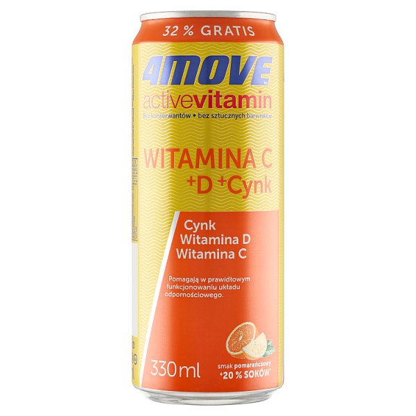 4Move Active Vitamin Gazowany napój smak pomarańczowy 330 ml