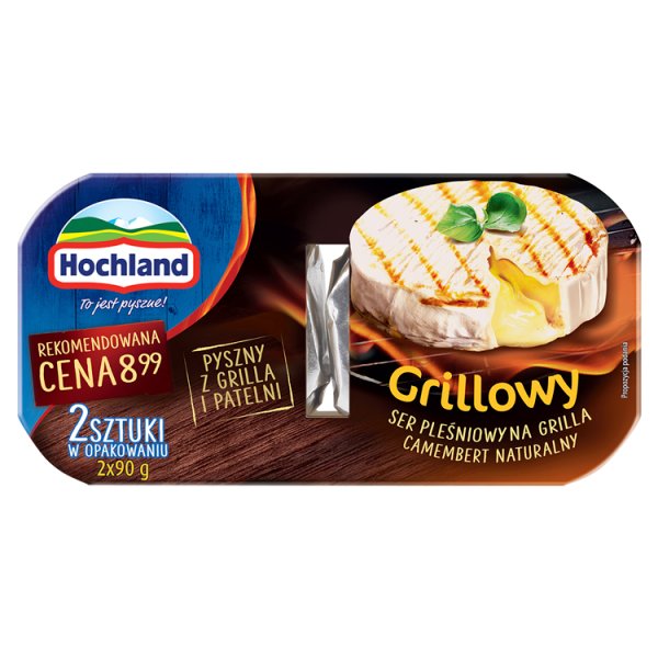 Hochland Grillowy Ser pleśniowy na grilla Camembert naturalny 180 g (2 x 90 g)