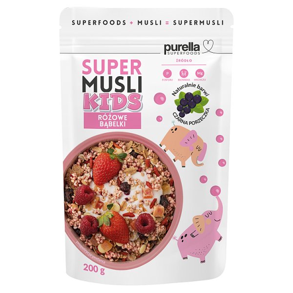 Purella Superfoods Kids Supermusli różowe bąbelki 200 g